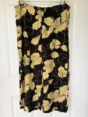 •Tommy Bahama• Black & Tan Tropical Floral Wide Leg Pants - Size 12